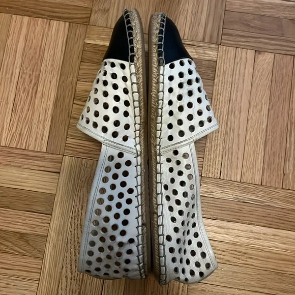 Loeffler Randall white & black perforated cap-toe flat espadrilles. Size 7.5 - Picture 5 of 5